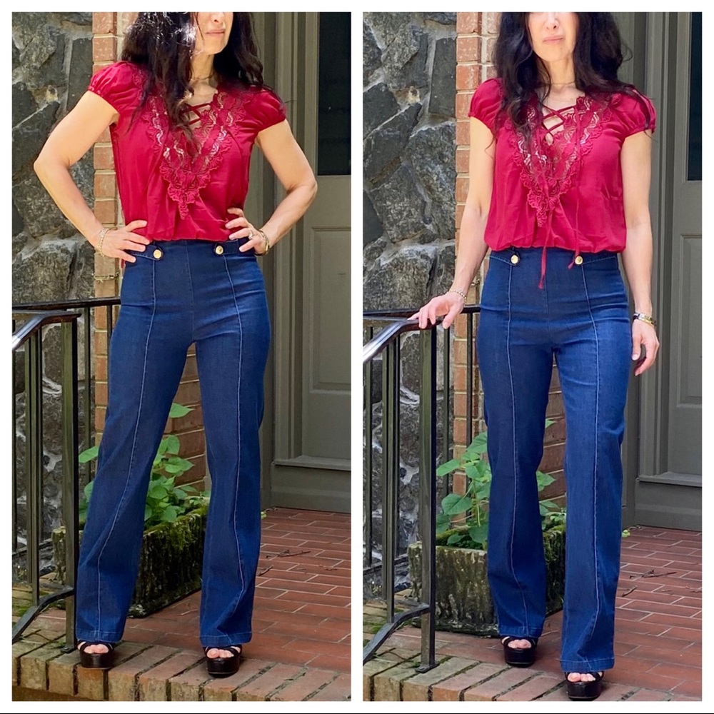 ✨LAST ONE✨BOHO CHIC WIDE LEG JEANS SAILOR PANTS - Picture 5 of 14